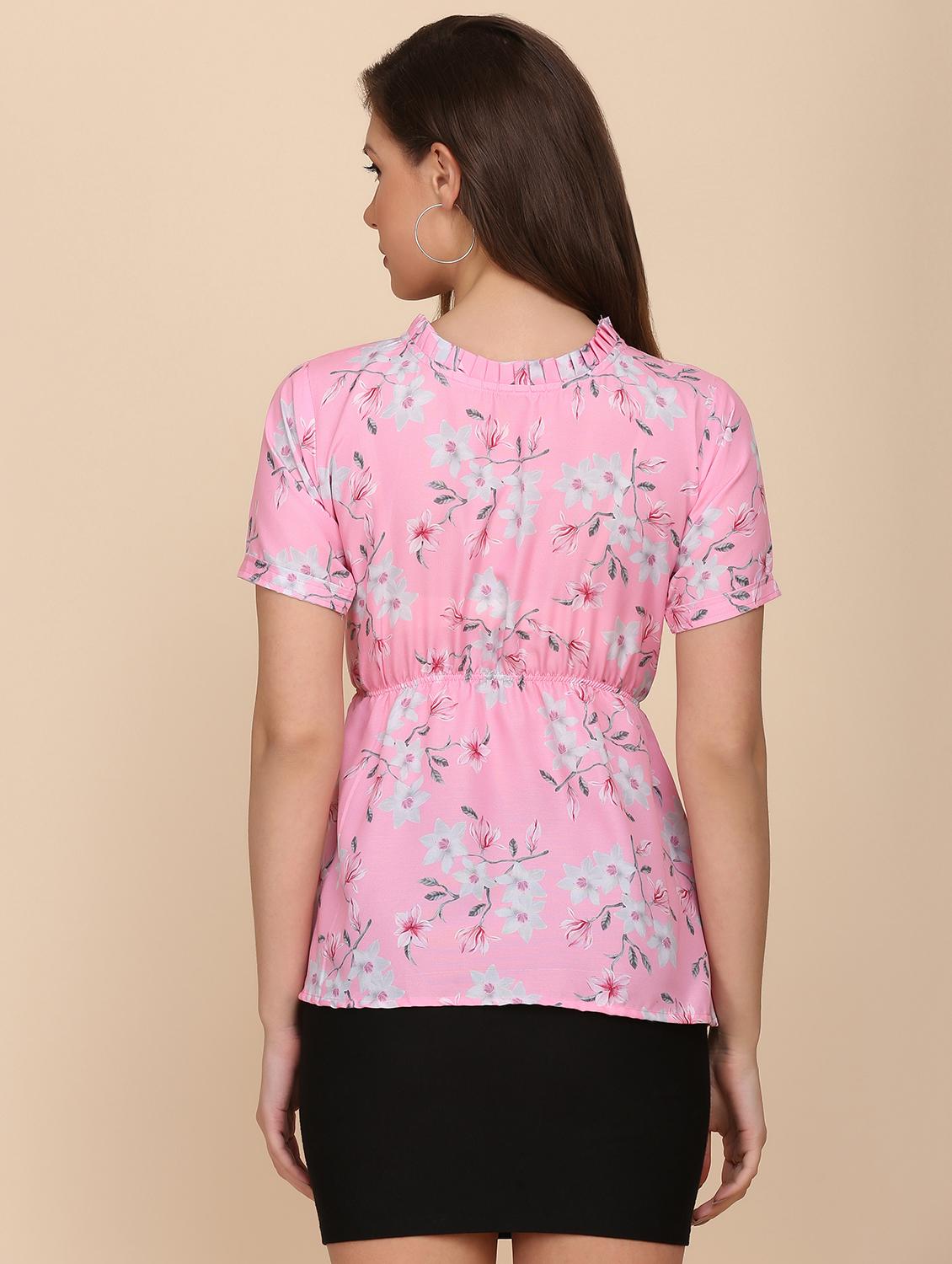 crew neck floral print top - 18346881 - Standard Image - 1