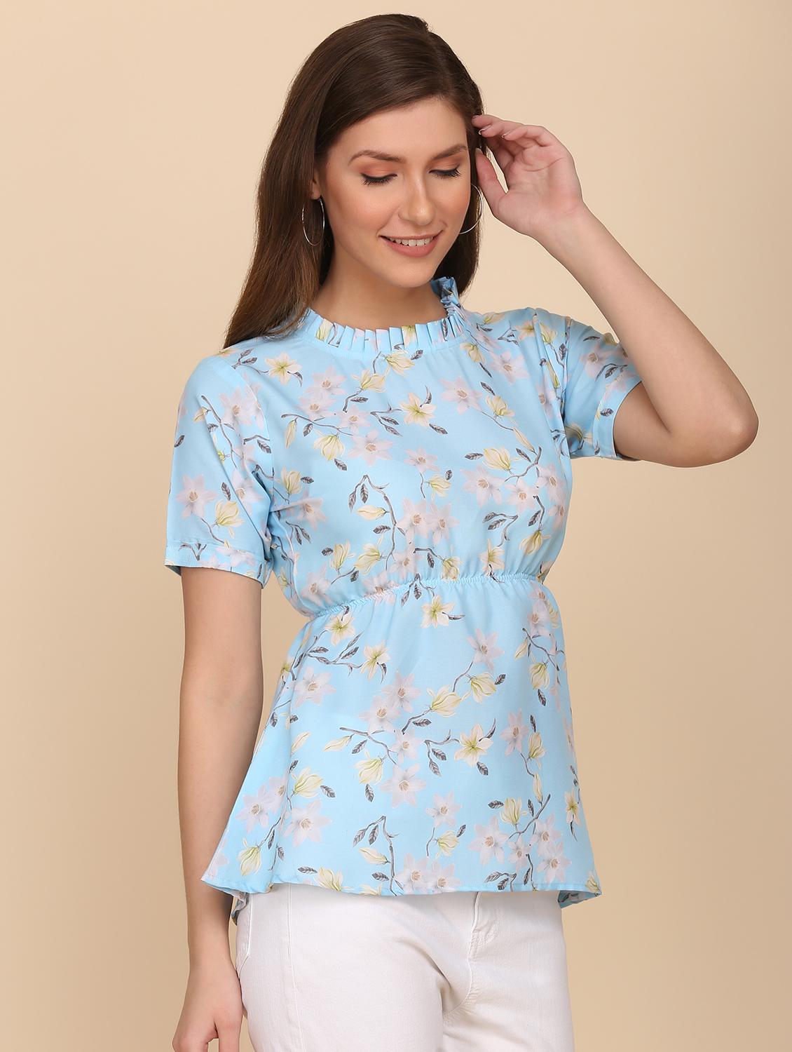crew neck floral print top - 18346883 -  Standard Image - 1