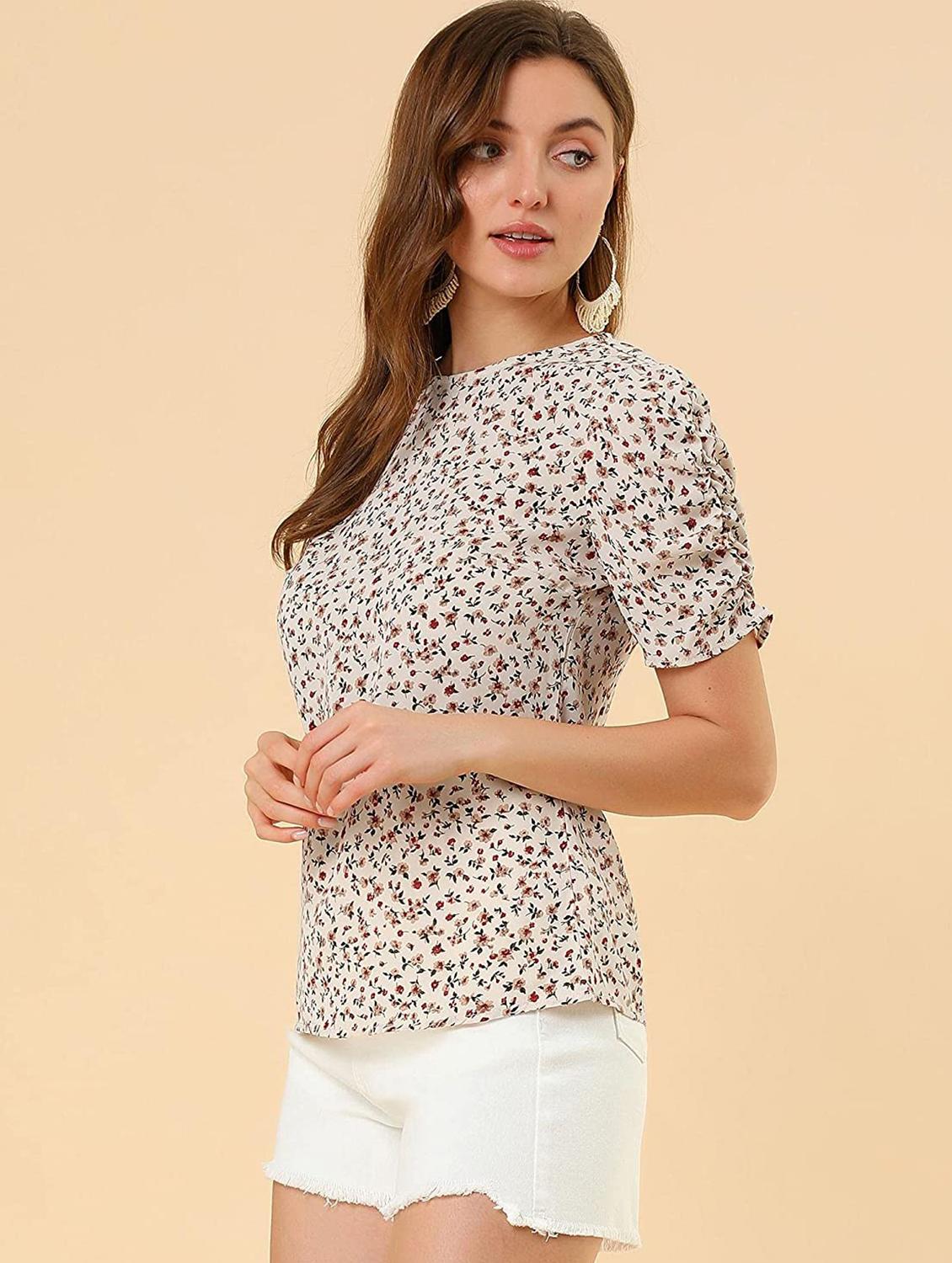 crew neck floral print top - 18346887 -  Standard Image - 1