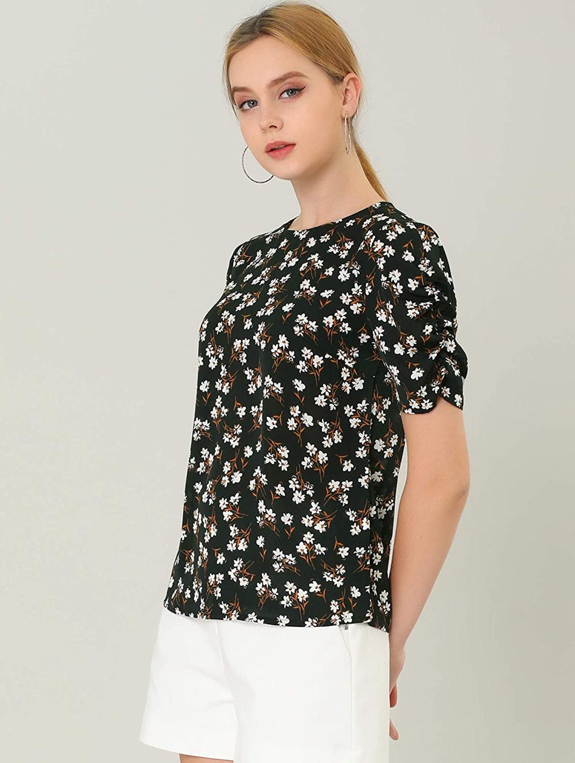 crew neck printed top - 18346888 - Standard Image - 1