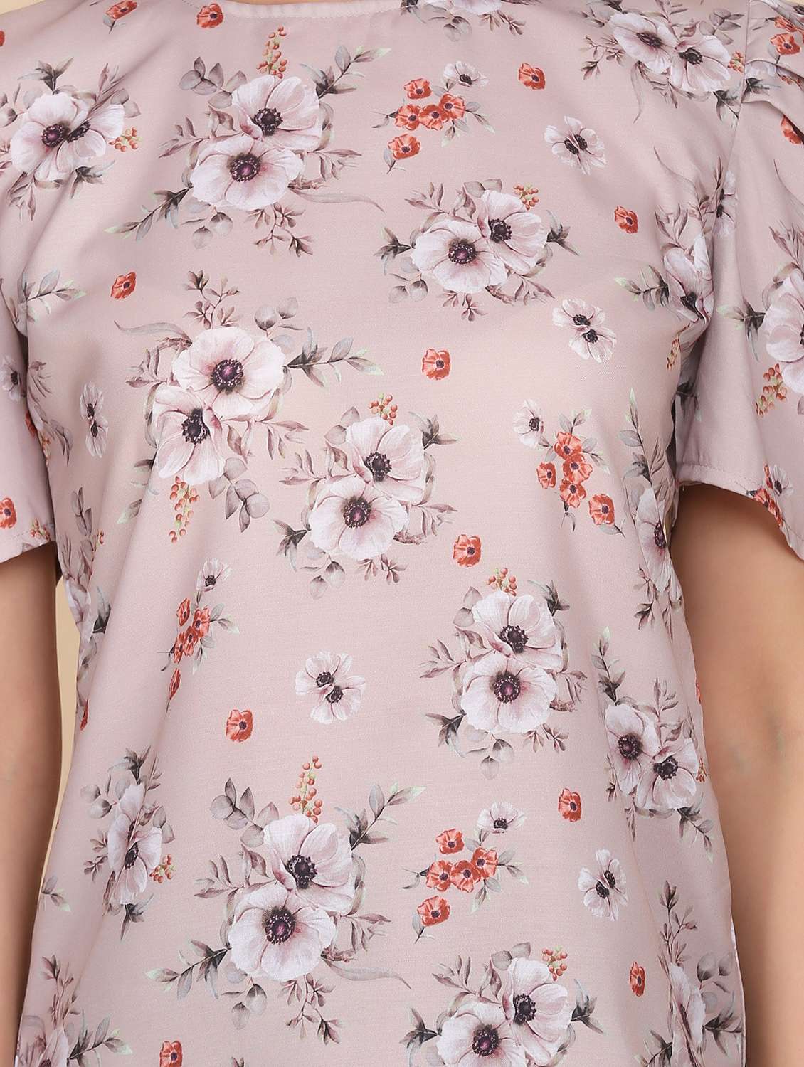 round neck printed top - 18346891 - Standard Image - 4