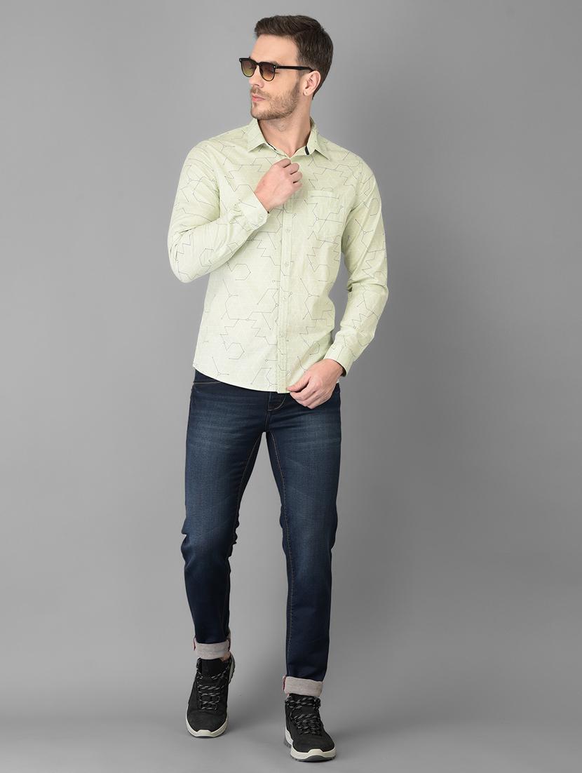 green printed casual shirt - 18347260 - Standard Image - 4