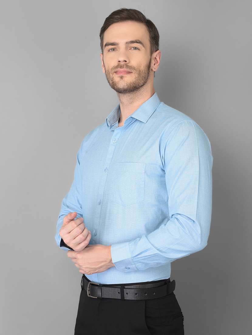 light blue solid formal shirt - 18347275 -  Standard Image - 1