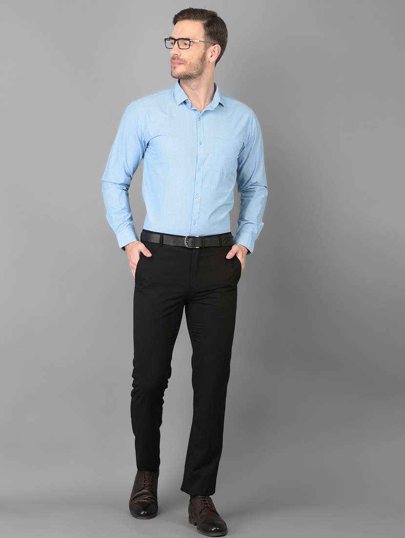 light blue solid formal shirt - 18347275 - Standard Image - 4