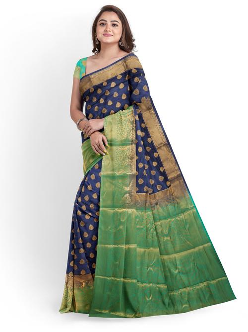 women's  navy blue colored saree - 18347298 -  Standard Image - 0