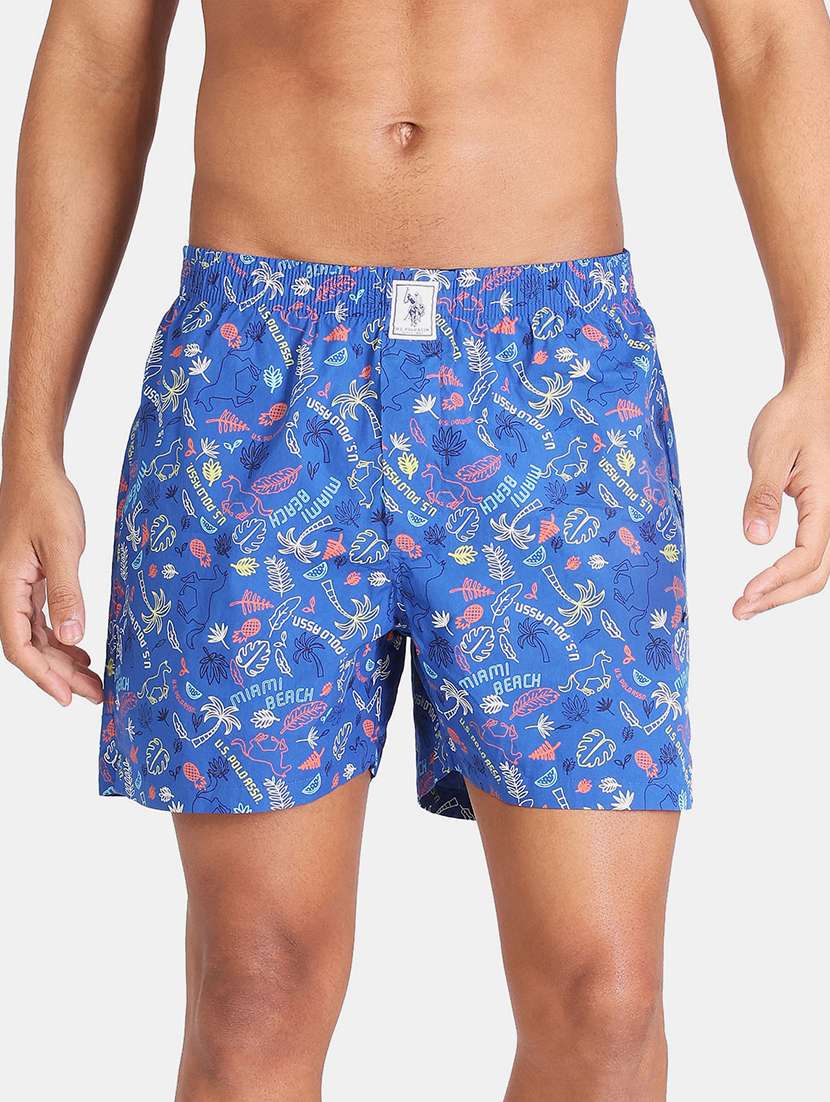 blue printed boxer