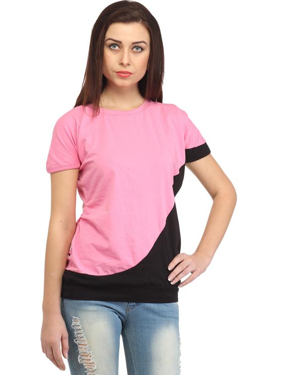 short-sleeved color-blocked regular top - 18347372 - Zoom Image - 0
