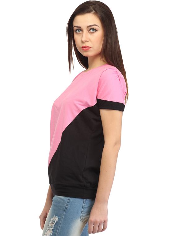 short-sleeved color-blocked regular top - 18347373 - Standard Image - 1