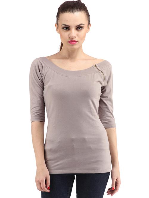 three quarter sleeved solid regular top - 18347446 - Standard Image - 0