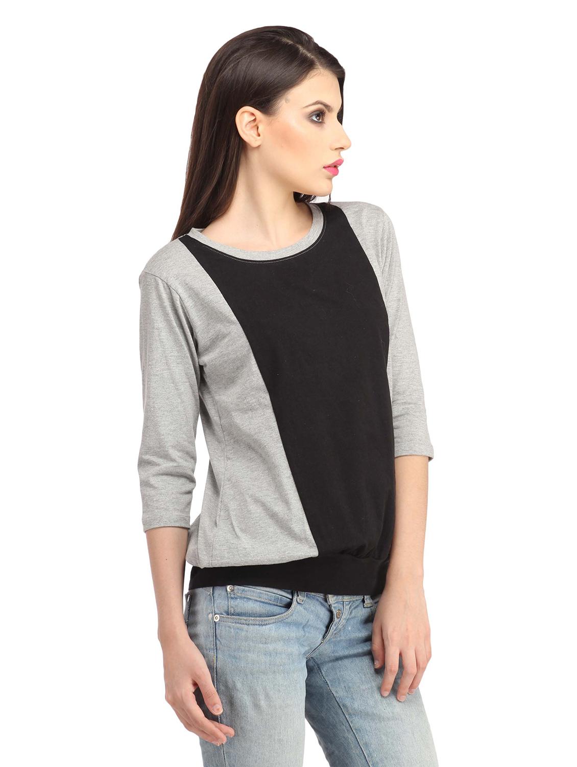 three fourth sleeved color-blocked regular top - 18347464 - Standard Image - 1