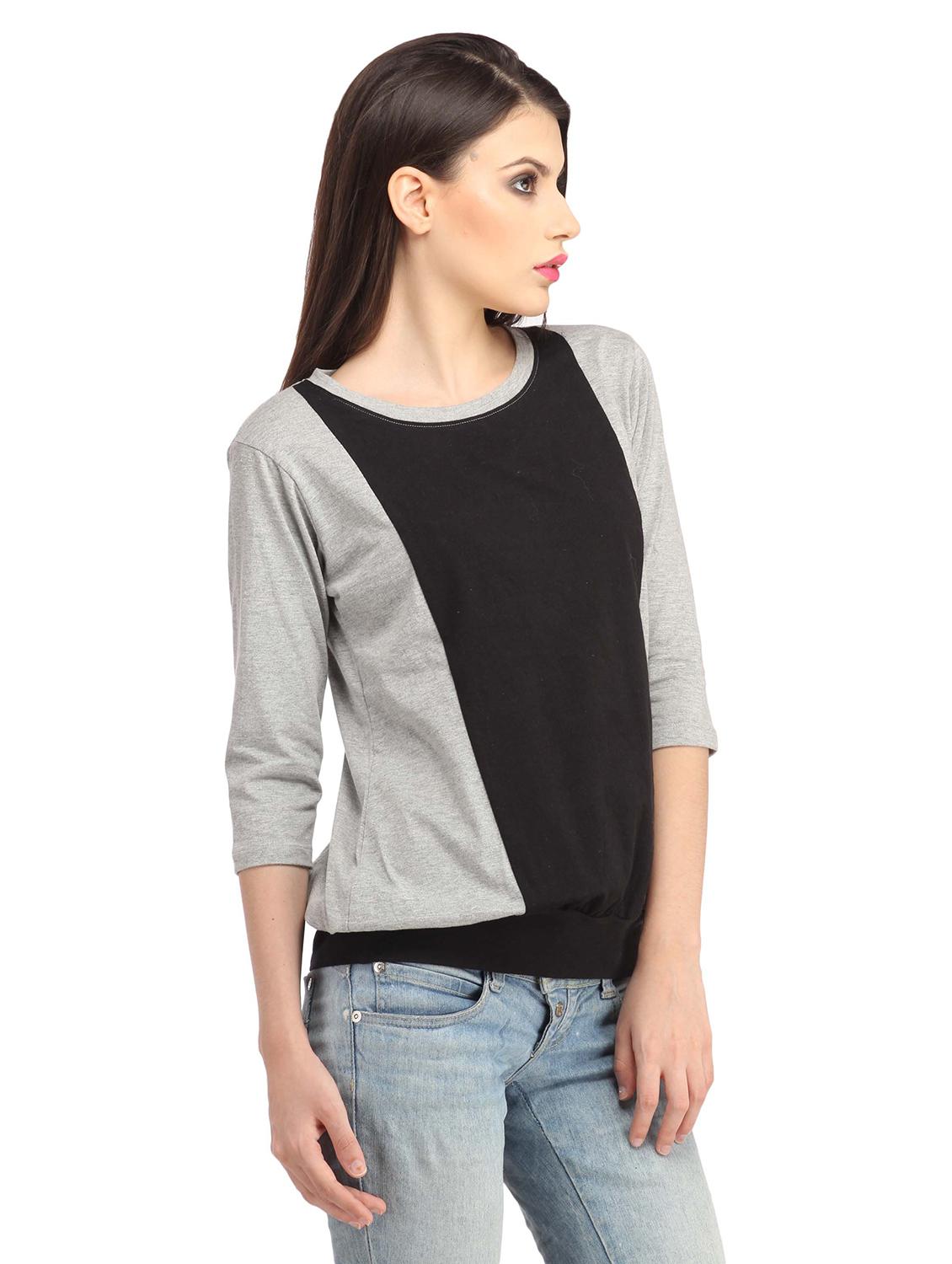 three fourth sleeved color-blocked  regular top - 18347465 -  Standard Image - 1