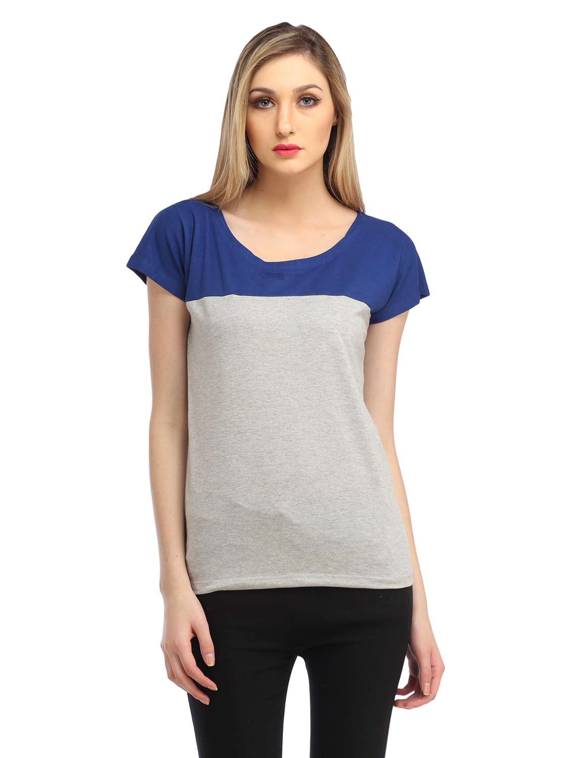 cap sleeved color-blocked regular top