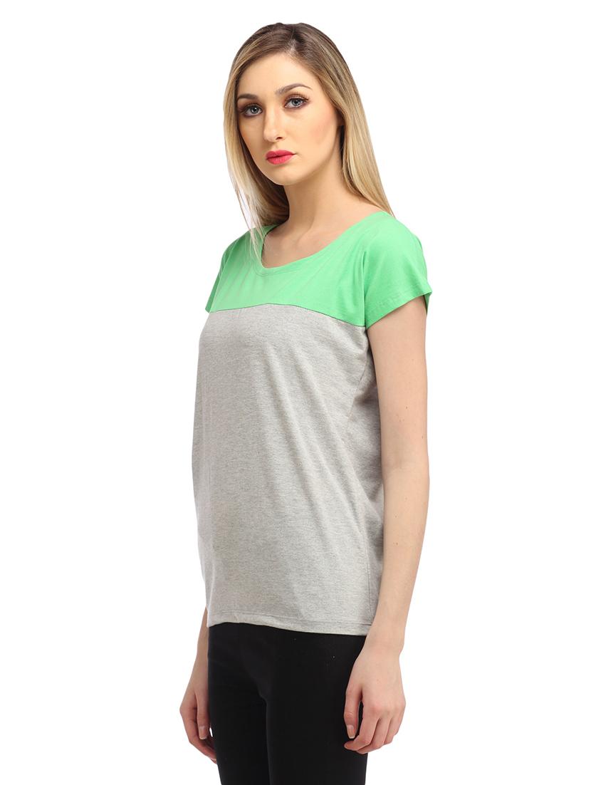cap sleeved color-blocked regular top - 18347483 -  Standard Image - 1