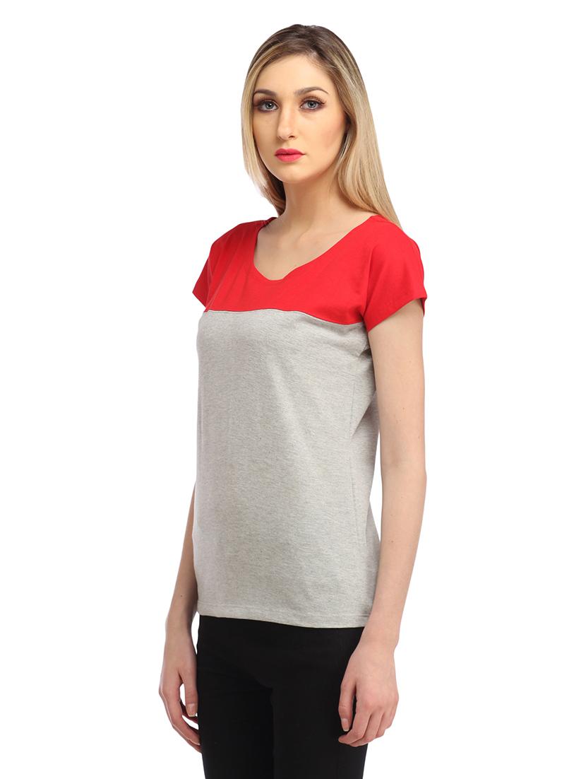 cap sleeved color-blocked regular top - 18347487 -  Standard Image - 1