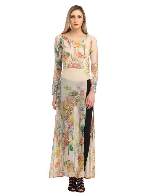 front slit printed maxi tunic - 18347494 -  Standard Image - 0