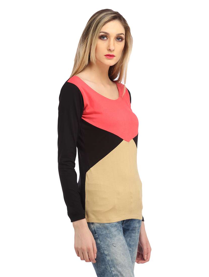 long sleeved color-blocked regular top - 18347499 - Standard Image - 1