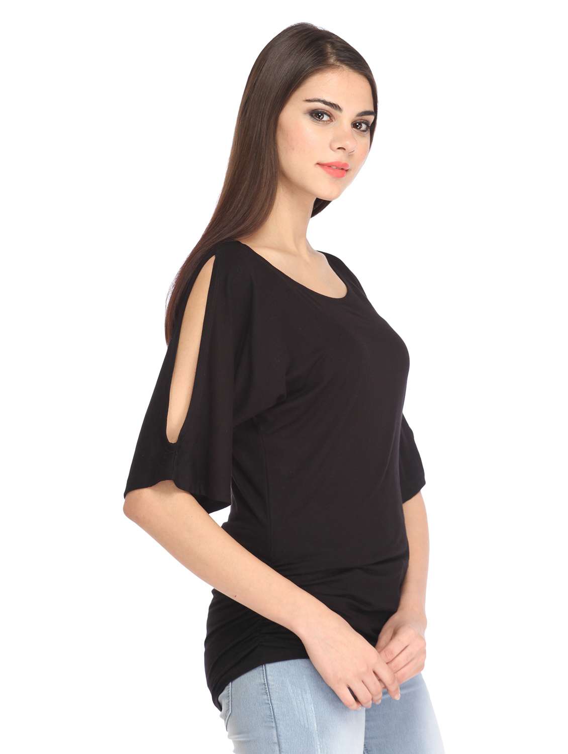 slit sleeve solid top - 18347517 - Standard Image - 1