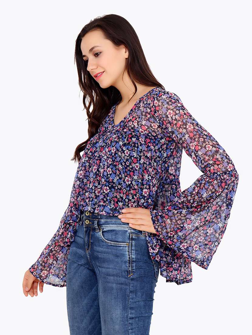 bell sleeved floral top  - 18347523 -  Standard Image - 1