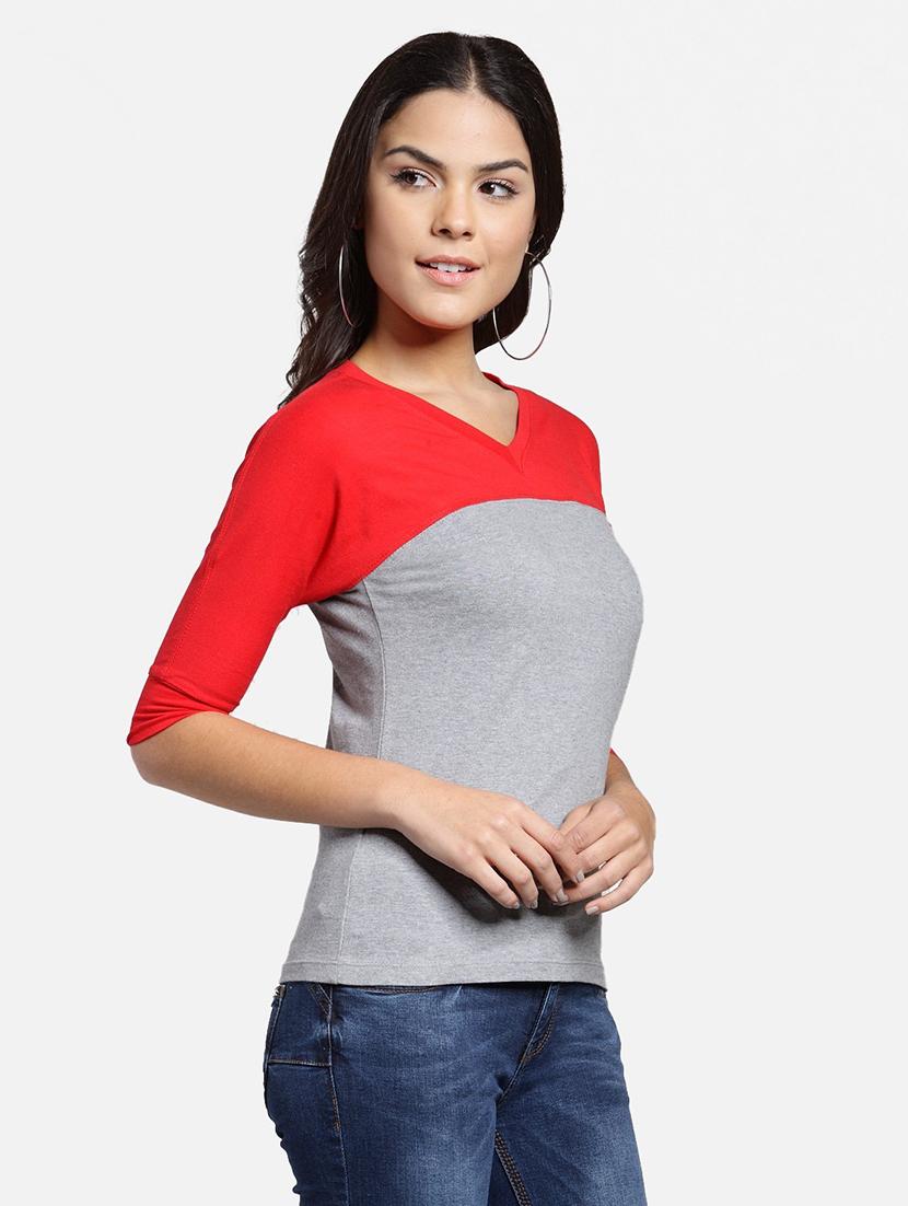v-neck color block top  - 18347542 -  Standard Image - 1