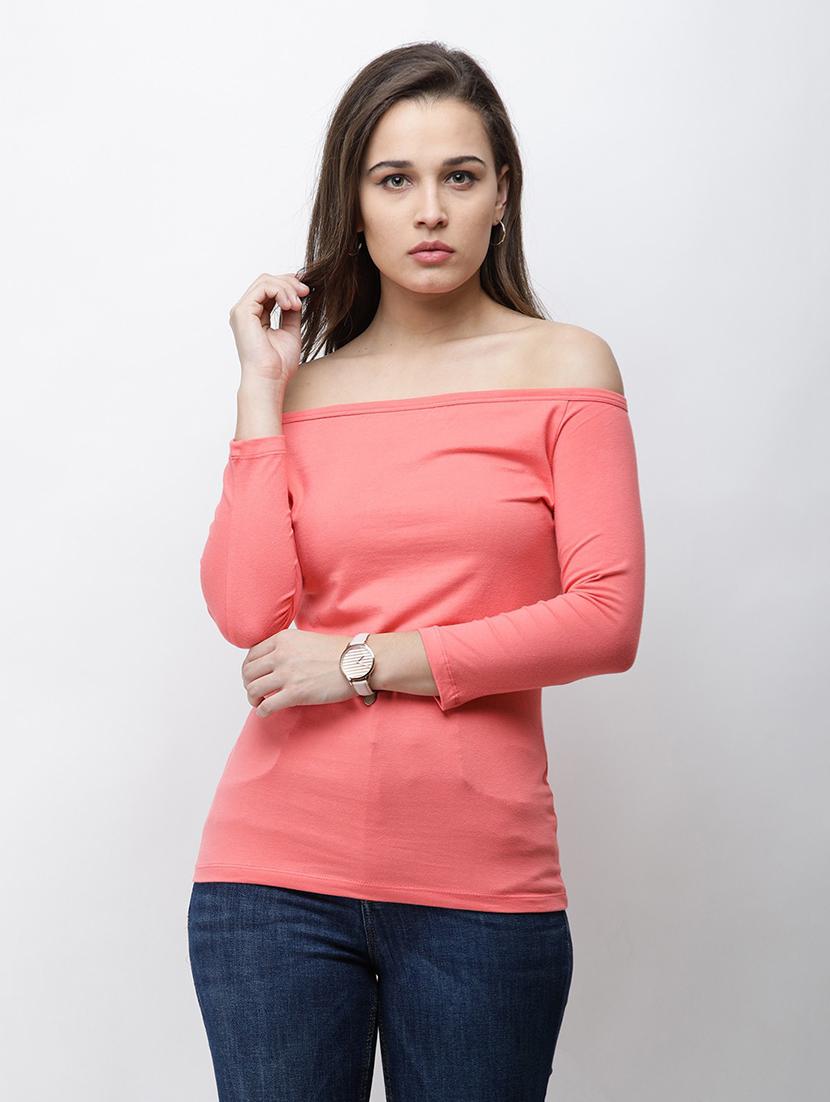 off shoulder solid top - 18347548 - Zoom Image - 0
