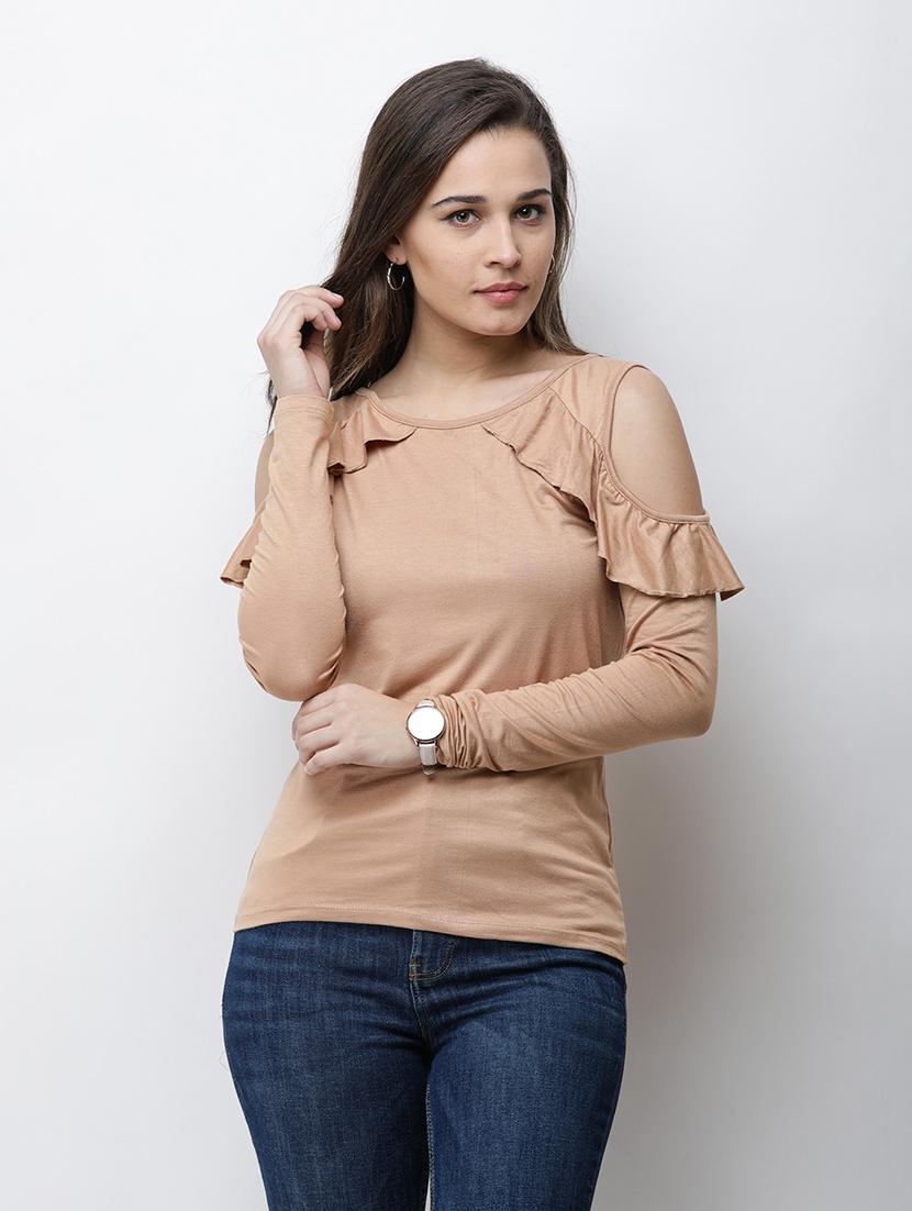 cold shoulder solid top  - 18347555 -  Zoom Image - 0