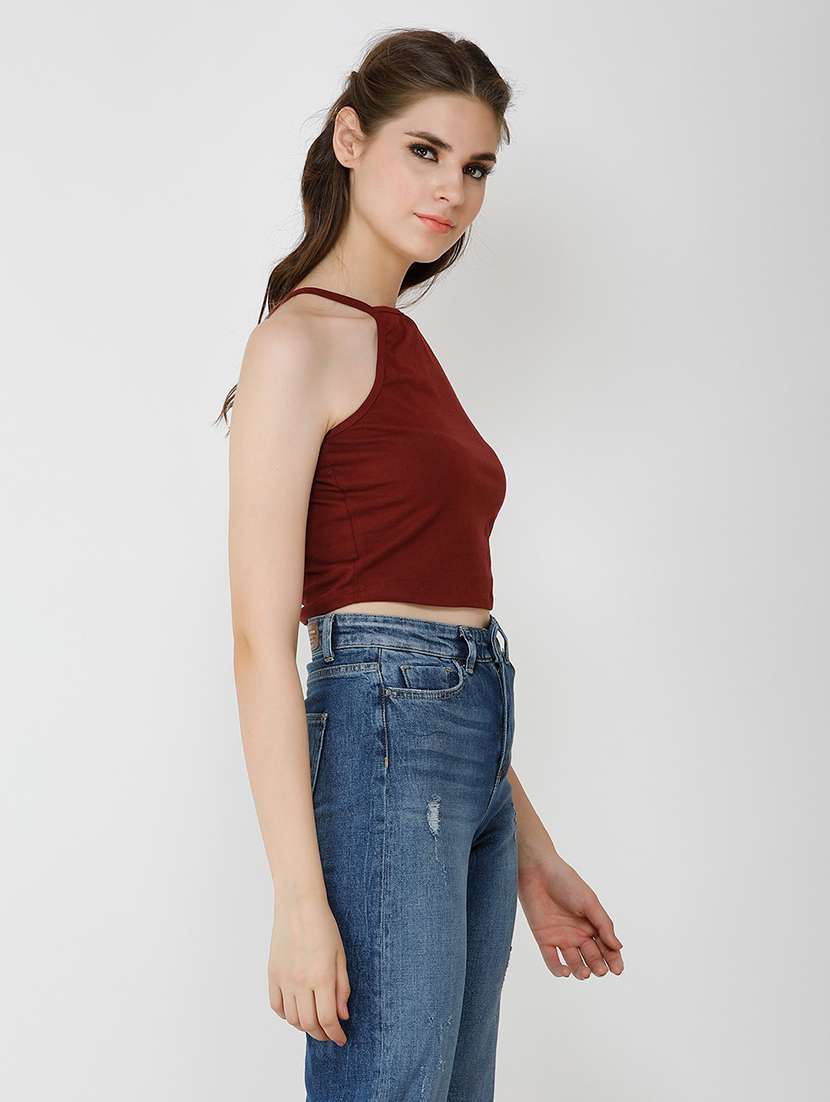 halter neck solid top  - 18347585 -  Standard Image - 1