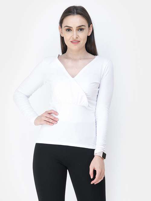 v-neck solid top - 18347597 - Standard Image - 0