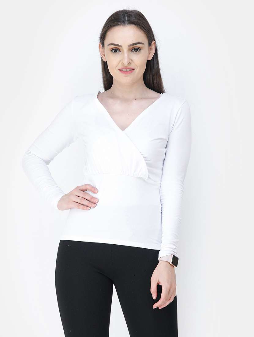 v-neck solid top - 18347597 - Zoom Image - 0