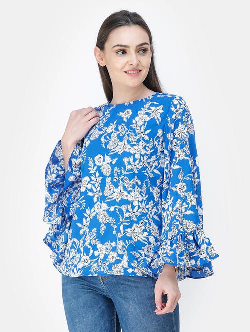 bell sleeved floral top - 18347604 - Standard Image - 0