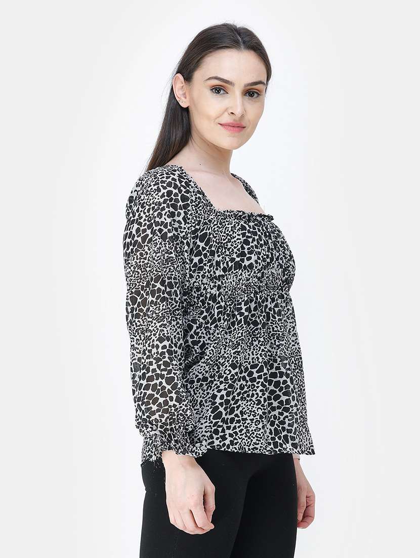 square neck animal print top - 18347606 - Standard Image - 1