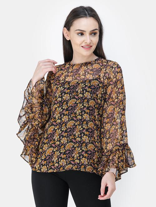 bell sleeved floral top - 18347607 -  Standard Image - 0