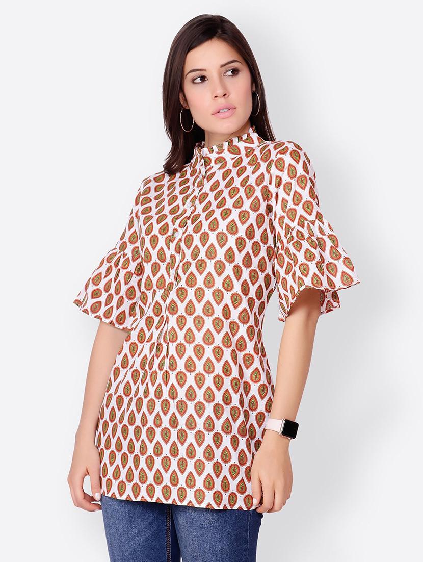 bell sleeved printed tunic - 18347621 - Standard Image - 1