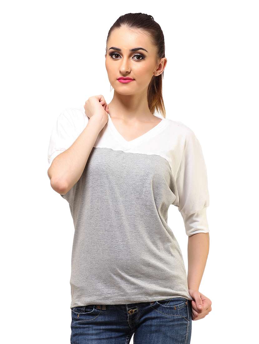 v-neck color block top