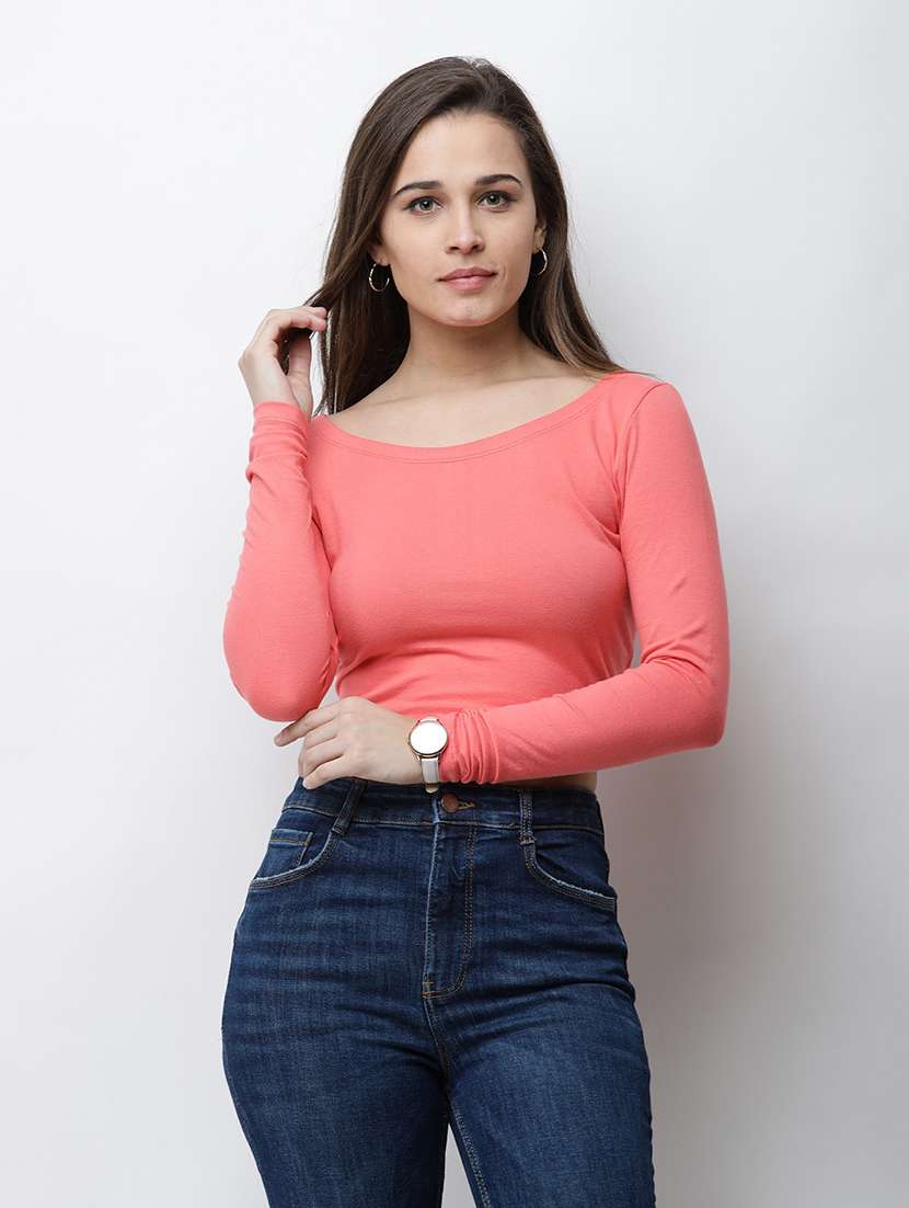 long sleeved solid crop top