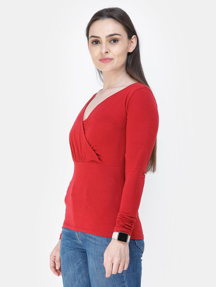 overlap neck solid top - 18347691 - Standard Image - 1