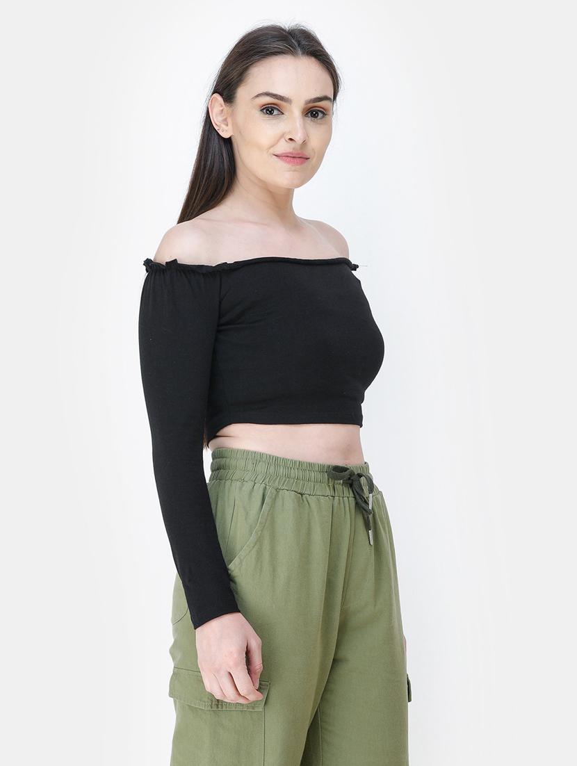 off shoulder solid top - 18347694 - Standard Image - 1