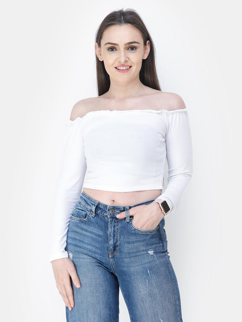 off shoulder solid top - 18347696 -  Zoom Image - 0