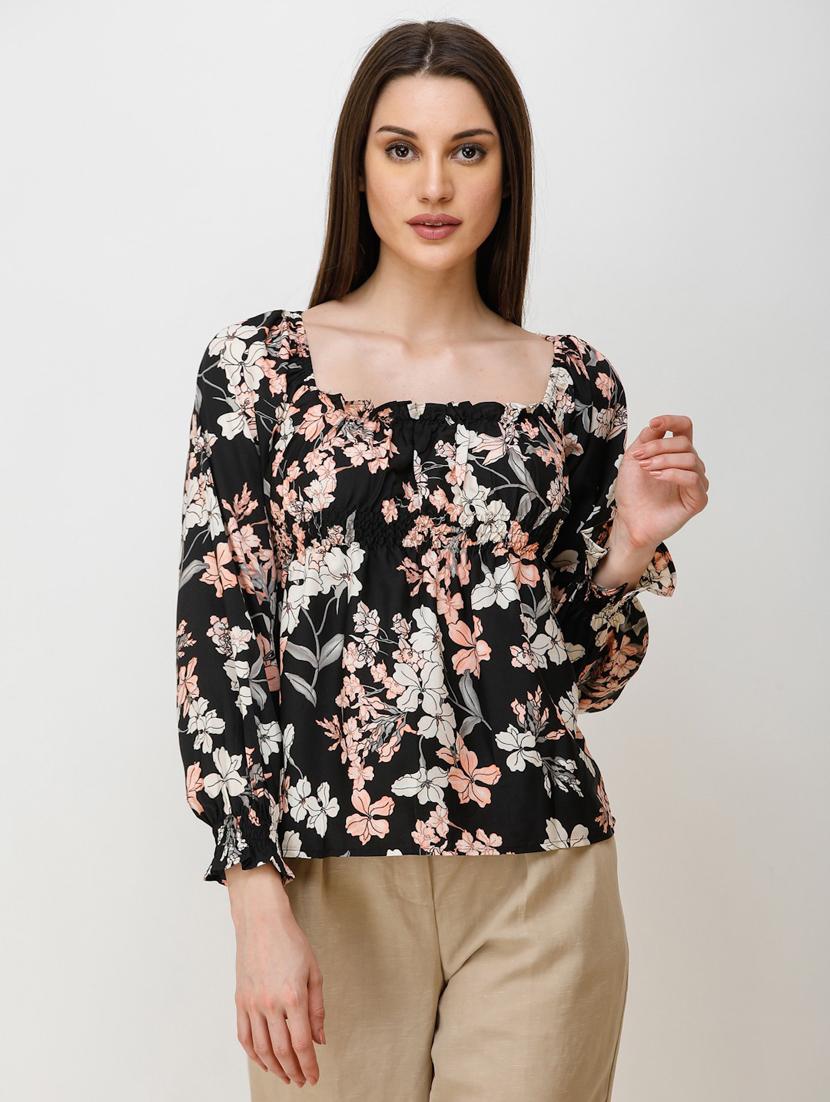 square neck floral print top - 18347721 -  Zoom Image - 0