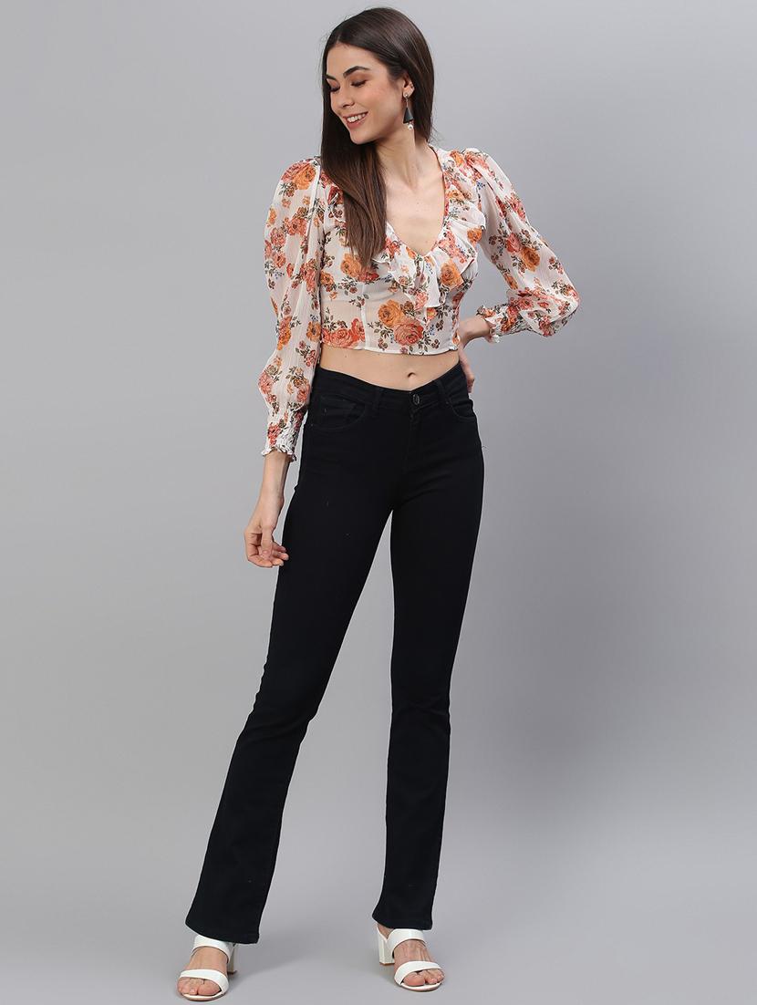 v-neck floral crop top - 18347728 - Standard Image - 4
