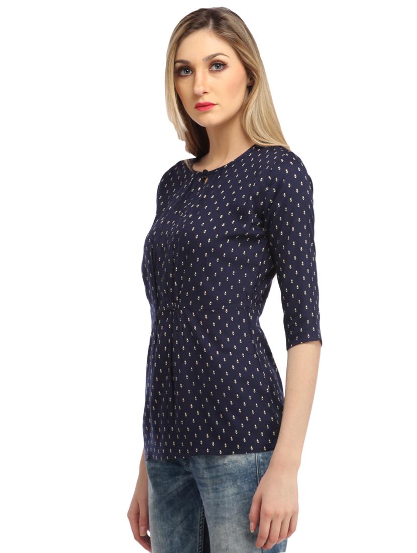 key hole neck printed top - 18347770 -  Standard Image - 1