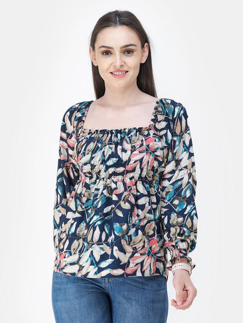 square neck floral print top - 18347802 - Standard Image - 0