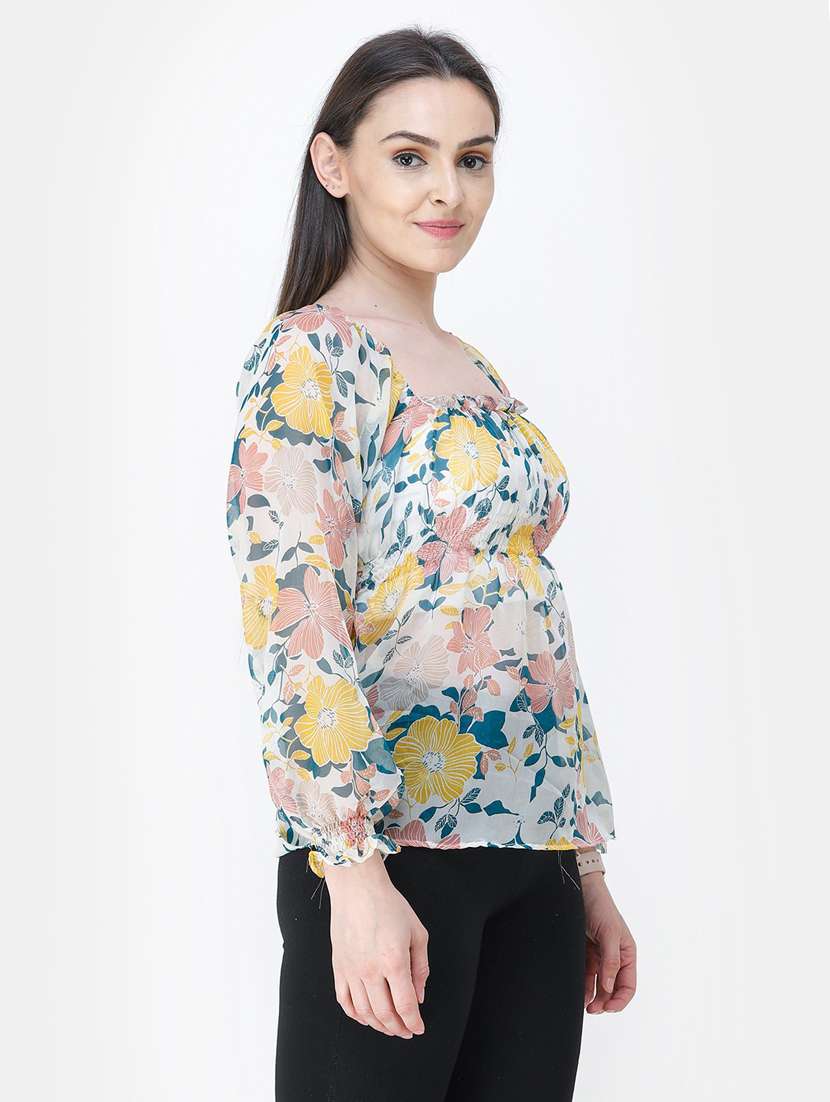 square neck floral print top - 18347803 -  Standard Image - 1