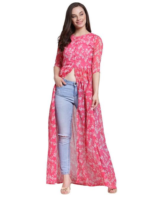 front slit printed maxi tunic - 18347805 -  Standard Image - 0