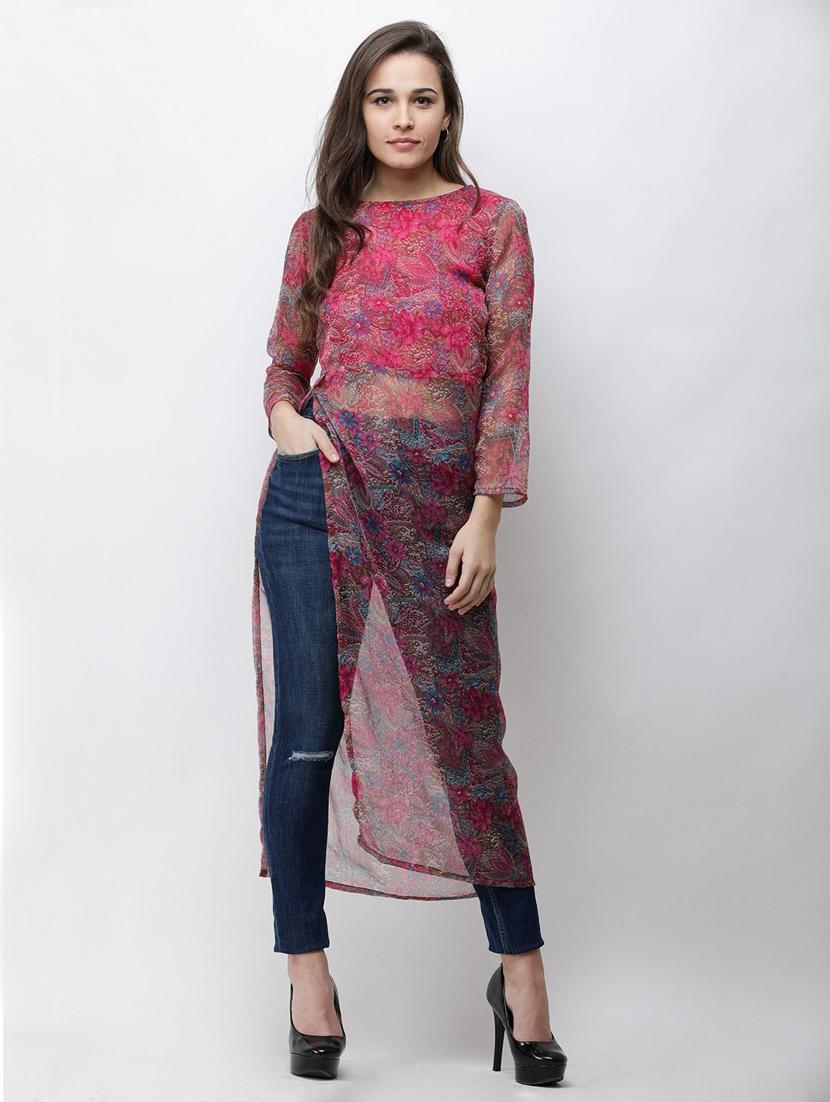 side slit printed tunic - 18347807 -  Zoom Image - 0