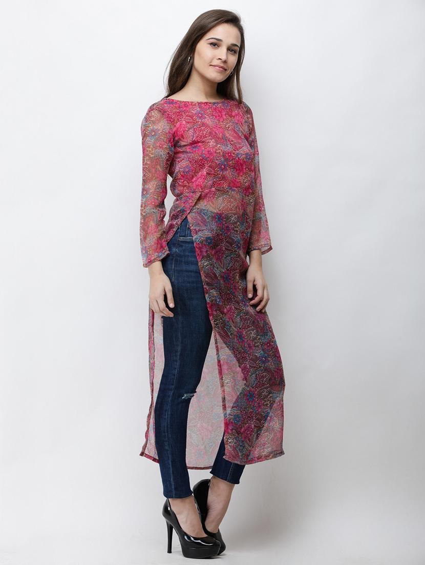 side slit printed tunic - 18347807 -  Standard Image - 1