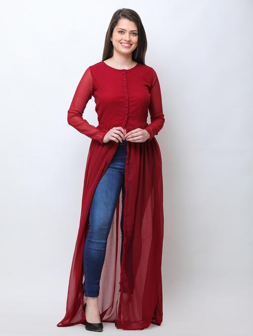 front slit solid maxi tunic - 18347811 -  Standard Image - 0