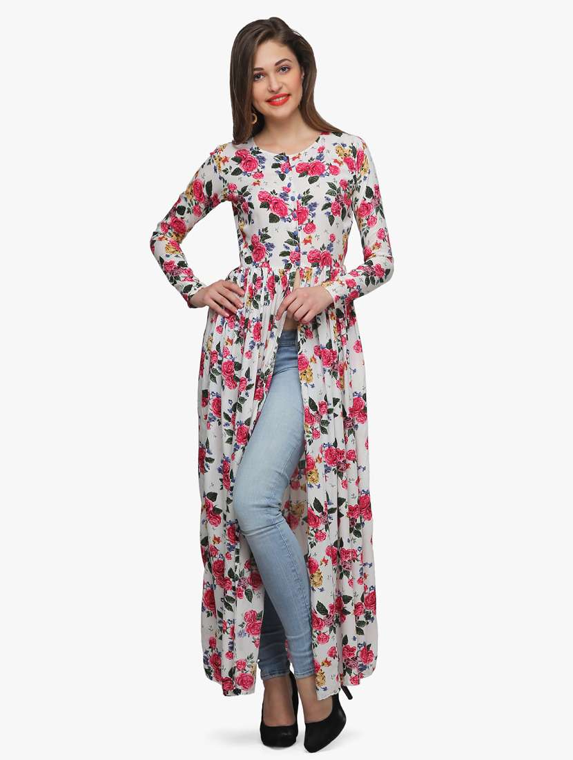 front slit floral maxi tunic