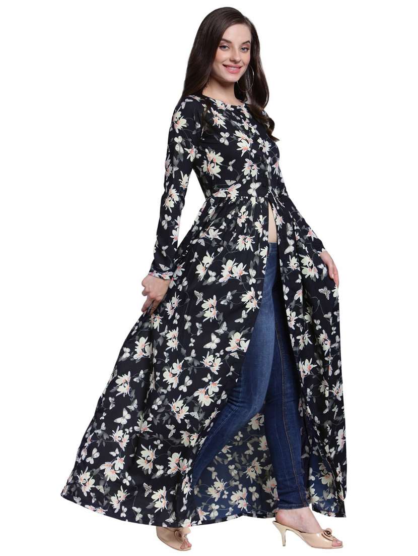 front slit floral maxi tunic
