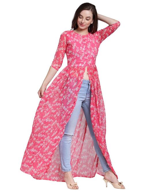 front slit floral maxi tunic - 18347818 - Standard Image - 0