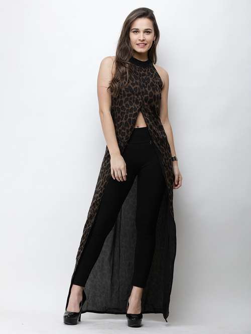 front slit floral maxi tunic - 18347825 -  Standard Image - 0